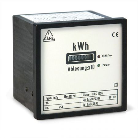 Einphasen-/Dreiphasen-Wechselstrom-/Drehstromzähler für Wandleranschluss mit elektromechanischem Rollenzählwerk für Schalttafeleinbau, 96 E a...d