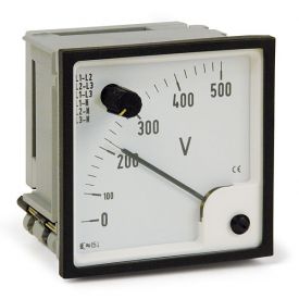 Analoges Dreheisenmessgerät für Wechselspannung mit eingebautem Messstellenumschalter, Voltmeter, Typ Vs, 72x72 mm, 96x96 mm, 144x144 mm