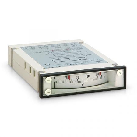 Analoges Drehspulmessgerät für Gleichspannung mit Grenzwertkontakten, Voltmeter, Typ vVK, 96x24 mm, Profilanzeige