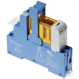 Finder Koppelrelais 48.31, Koppelrelais, 1 Wechsler, 15,8 mm breit mit integrierter EMV-Spulenbeschaltung und Verpolschutzdiode bei DC, Spulen für AC und DC sensitiv, 500 mW, Sichere Trennung zwischen Spule und Kontaktsatz nach EN 50178, EN 60204 und EN..