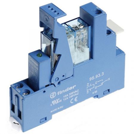 Serie 49 Koppelrelais, 1 oder 2 Wechsler, 8, 10 oder 16 A, DC- oder AC-Spule, Sichere Trennung, 6 kV (1,2/50 μs) zwischen Spule – Kontaktsatz, Anschlüsse mit Schraub- oder Zugfederklemmen, 15,8 mm ...
