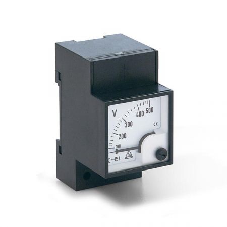Analoges Dreheisenmessgerät für Wechselspannung, Voltmeter, Typ 45 LV, 45x85 mm, Tragschienenmontage/Hutschienenmontage