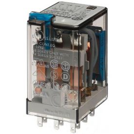 Finder Industrierelais 55.33, Miniatur-Industrie-Relais für Leiterplatte oder steckbar, Spulen für AC und DC, Blockierbare Prüftaste und mechanische Anzeige, Kompatibel mit Zeitrelais Serie 85, Fassungen für Leiterplatte oder 35 mm Schiene mit Schraub- ..