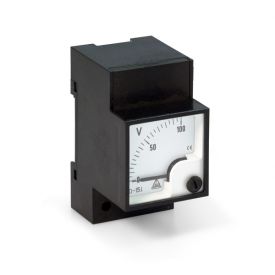 Analoges Drehspulmessgerät für Gleichspannung, Voltmeter, Typ 45 DV, 48x85 mm, Tragschienenmontage/Hutschienenmontage