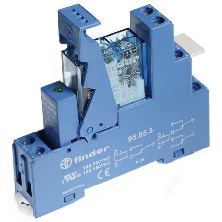Finder Koppelrelais 49.61/49.81, Koppelrelais, 1 Wechsler, 15,5 mm breit mit integrierter EMV-Spulenbeschaltung, Spulen für AC, DC und DC sensitiv, 500 mW, Sichere Trennung zwischen Spule und Kontaktsatz nach EN 50178, EN 60204 und EN 60335, 6 kV, ...