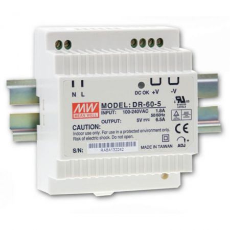 Schaltnetzgerät DR 60, Netzgerät einphasig, Ausgang 24 VDC, 60 W, 2,5 A, Eingangsbereich 85 - 264 VAC, weitere Ausgangsgrößen auf Anfrage, Montage auf DIN-Schiene