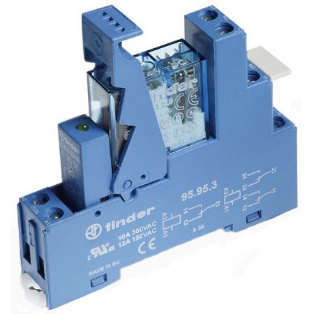 Finder Koppelrelais 49.52/49.72, Koppelrelais, 2 Wechsler, 15,5 mm breit mit integrierter EMV-Spulenbeschaltung, Spulen für AC, DC und DC sensitiv, 500 mW, Sichere Trennung zwischen Spule und Kontaktsatz nach EN 50178, EN 60204 und EN 60335, 6 kV ...