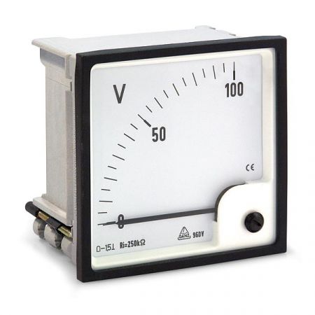 Analoges Drehspulmessgerät für Gleichspannung, Voltmeter, Typ DV, 48x48 mm, 72x72 mm, 96x96 mm, 144x144 mm
