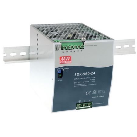 Schaltnetzgerät SDR 960, Netzgerät einphasig, Ausgang 24 VDC, 960 W, 40 A, Eingangsbereich 180 - 264 VAC, weitere Ausgangsgrößen auf Anfrage, Montage auf DIN-Schiene