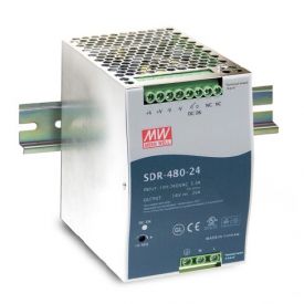 Schaltnetzgerät SDR 480, Netzgerät einphasig, Ausgang 24 VDC, 480 W, 20 A, Eingangsbereich 90 - 264 VAC, weitere Ausgangsgrößen auf Anfrage, Montage auf DIN-Schiene