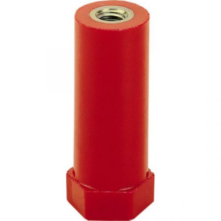 Zwischenraum-Isolatoren CO/P aus Polyglas-Polyestermasse, mit Glasfaser verstärkt, selbstverlöschend, unzerbrechlich, Einsatz z.B. bei hohen Raumtemperaturen -40°C...+130°C, in Kontakt mit ätzenden Substanzen, bei Vibrationen, etc.