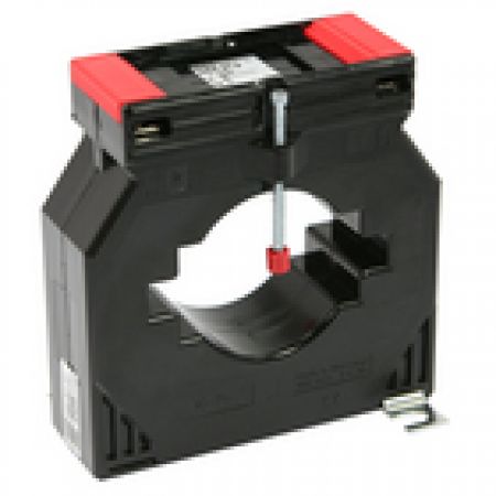 Aufsteck-Stromwandler ASK 81.4 für CU-Schiene und Rundleiter, mit Isolierschutzkappe, Plombierplatte auf Wunsch, mit integrierten Sekundär-Verschlusskappen, Stromwandler in anderen Klassen auf Anfrage